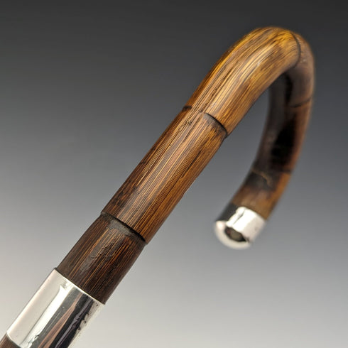 1930年 英国ヴィンテージ 紳士用ステッキ 純銀装飾 バンブーシャフト 91cm